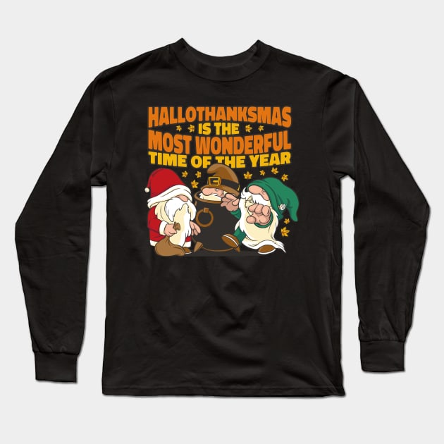 Festive Fusion Celebration Gnomes Long Sleeve T-Shirt by Life2LiveDesign